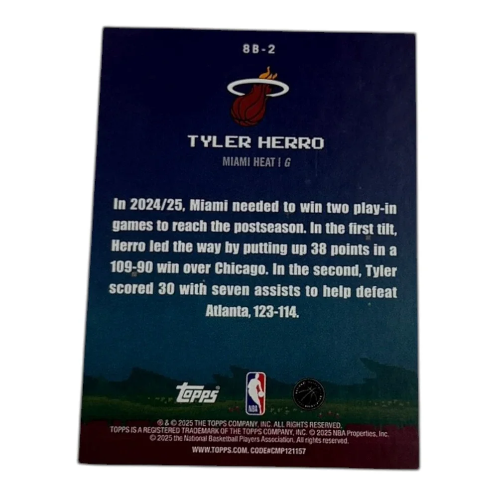 2024-25 Topps 8-Bit Ballers Tyler Herro‎ Miami Heat Insert Card NBA Basketball - Picture 2 of 2